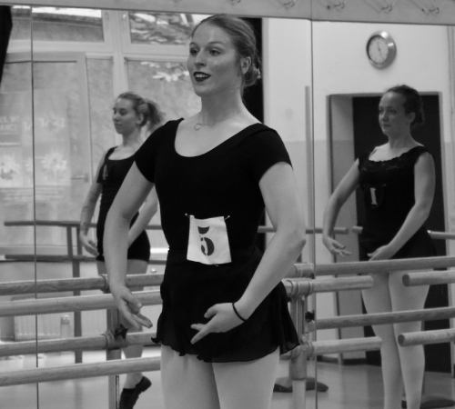 Applicants wearing numbers during the dance audition at The New Academy Musical Theatre Vienna
